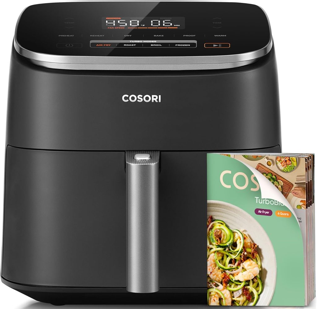 The Best Air Fryer — Cosori CAF-DC601 Air Fryer featuring a sleek countertop design and convenient digital controls for everyday cooking.