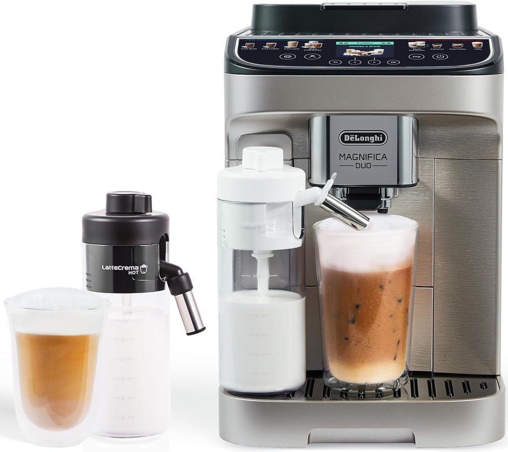 The Best Automatic Coffee Machine — De’Longhi Magnifica Duo Espresso Machine featuring a modern countertop design and automatic brewing functions for convenient coffee preparation at home.