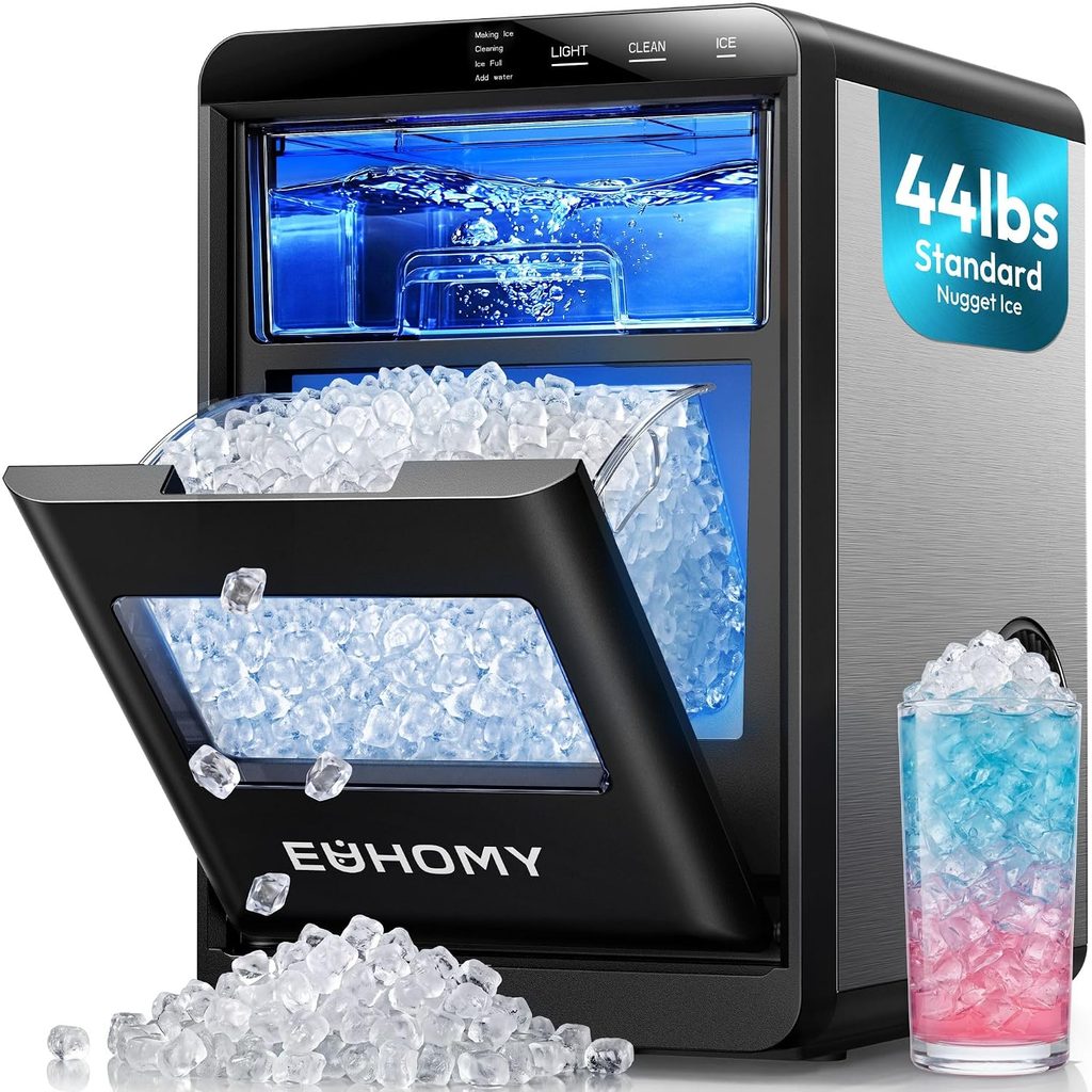 The Best Nugget Ice Maker — EUHOMY IM017-N1X2-US Nugget Ice Maker featuring a modern countertop design for convenient ice production and refreshing drinks at home.