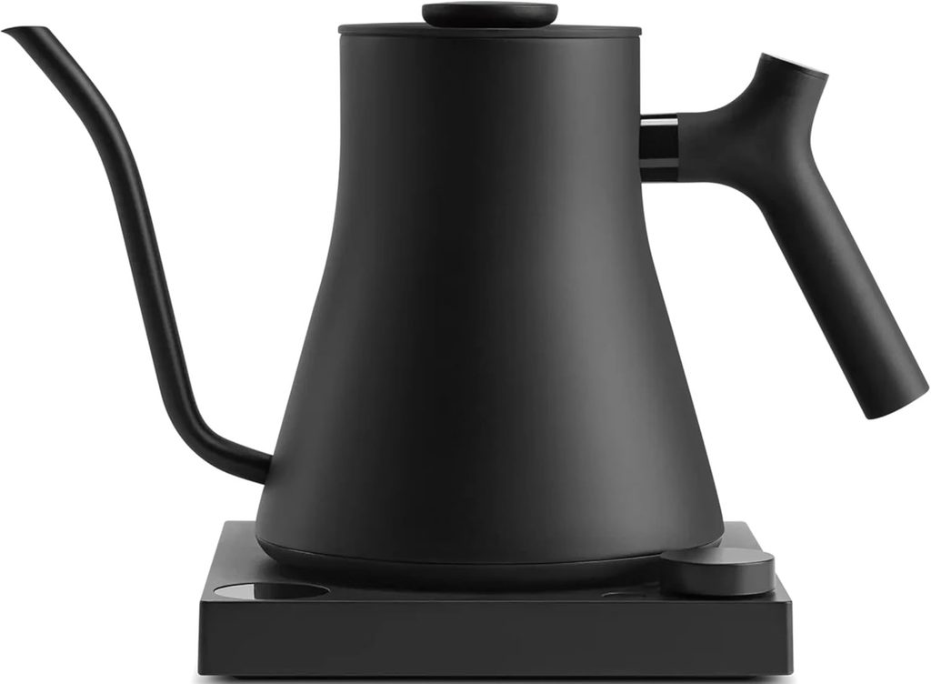 The Best Electric Kettle — Fellow Stagg EKG Pro electric kettle featuring a precision gooseneck spout, elegant minimalist design, and temperature controls for carefully prepared hot beverages.
