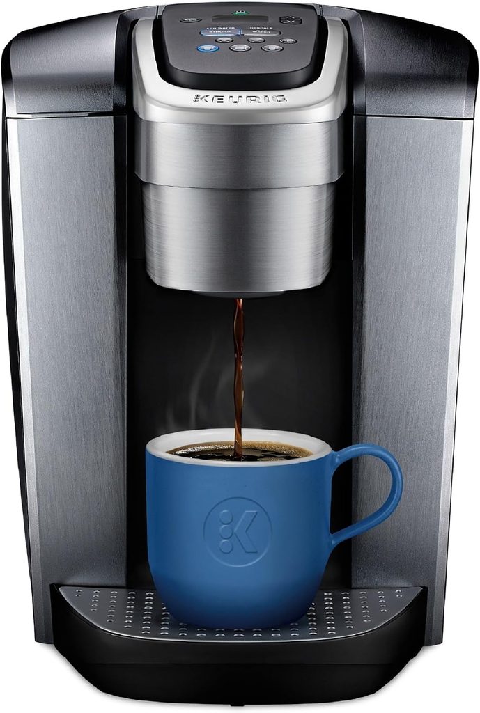 The Best Single Serve Coffee Maker — Keurig K-Elite Coffee Maker featuring a sleek countertop design, programmable brewing controls, and a freshly prepared cup of coffee beside the machine.