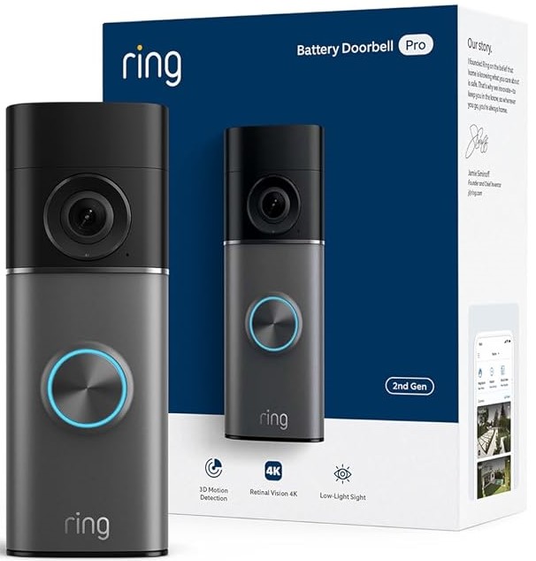 The Best Doorbell Camera — Ring Battery Doorbell Pro 2nd Gen featuring a sleek design, integrated camera, and wireless installation for front-door monitoring.
