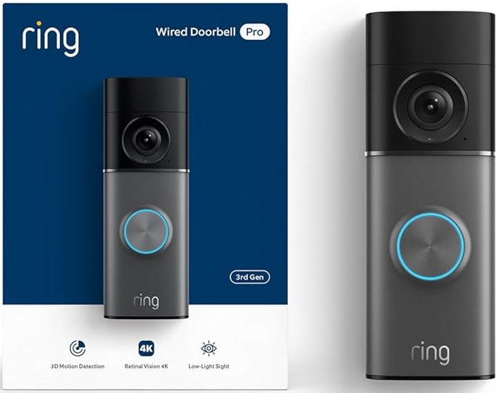 The Best Doorbell Camera — Ring Wired Doorbell Pro 3rd Gen featuring a sleek design, integrated camera, and advanced door monitoring capabilities.