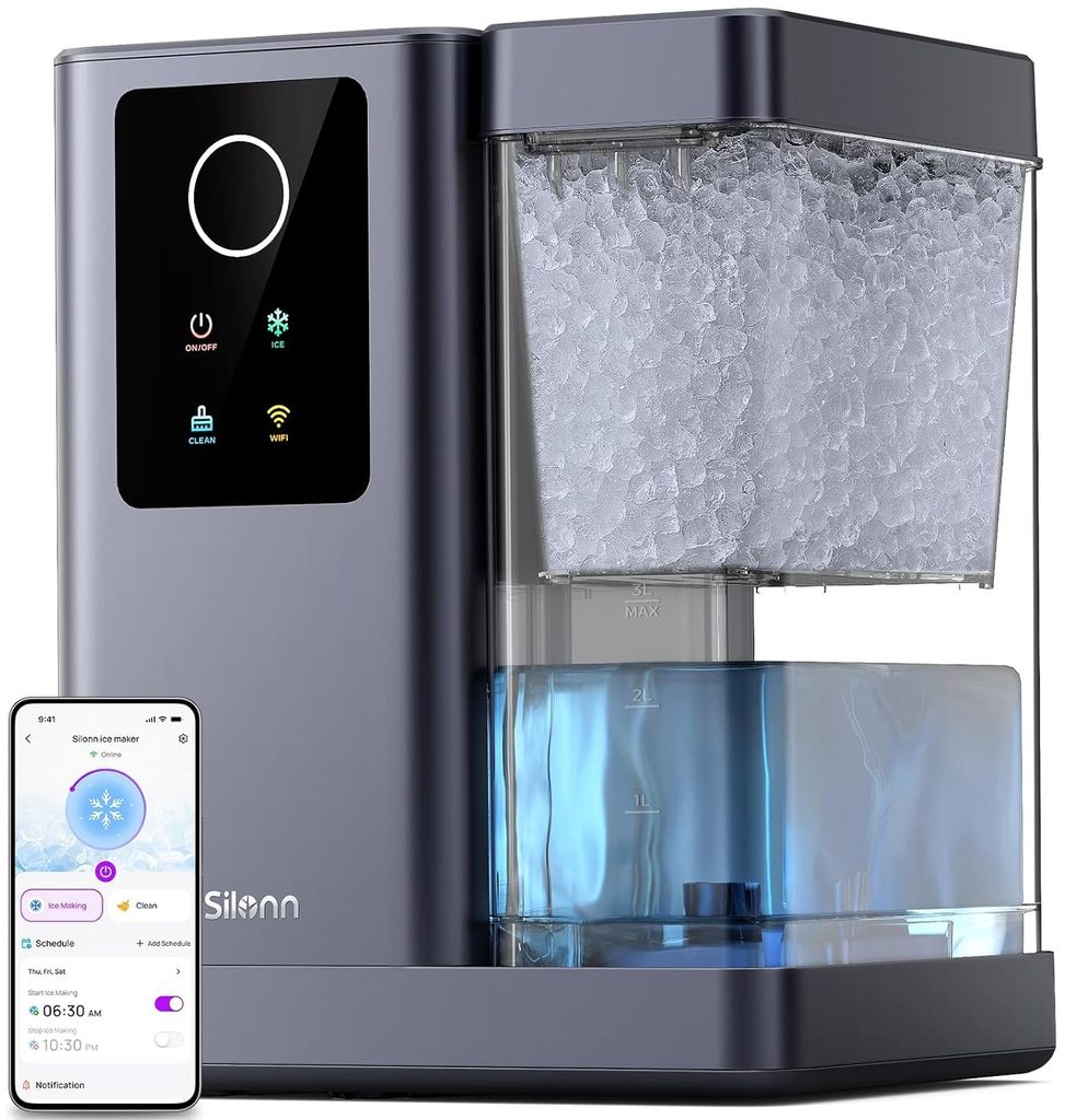 The Best Countertop Ice Maker — Silonn SLIM41T-US Countertop Ice Maker with a compact design for convenient and efficient ice production at home.
