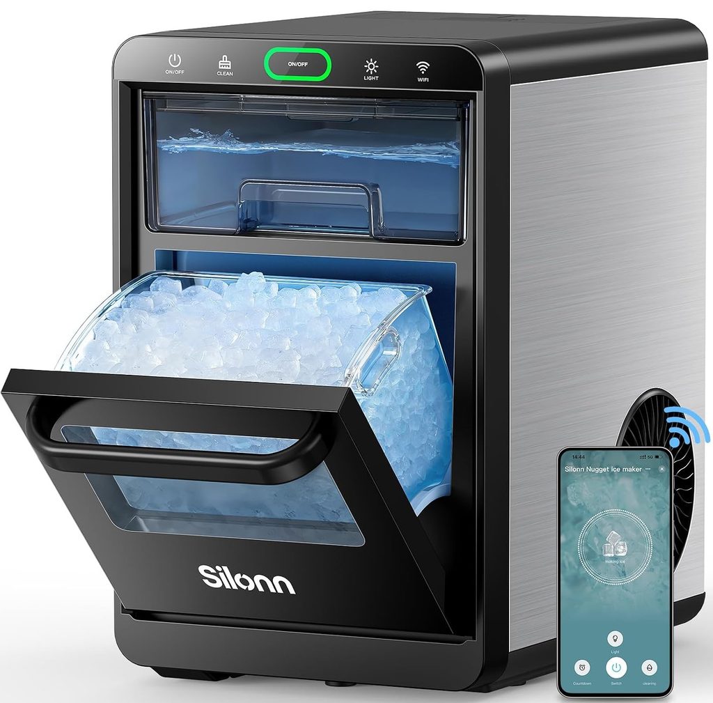 The Best Ice Maker — Silonn SLIM41T-US Ice Maker featuring a compact countertop design and convenient controls for producing ice at home.