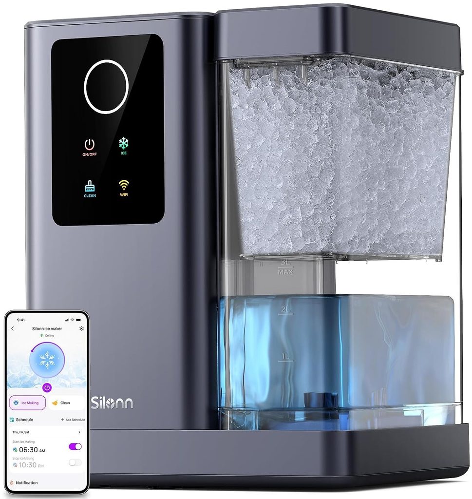 The Best Nugget Ice Maker — Silonn SLIM41T-US Nugget Ice Maker featuring a compact countertop design for convenient ice production at home.