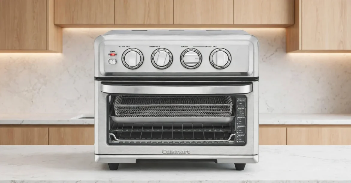 Best air fryer toaster oven feature image showcasing a modern countertop appliance for versatile cooking, baking, toasting, and air frying.
