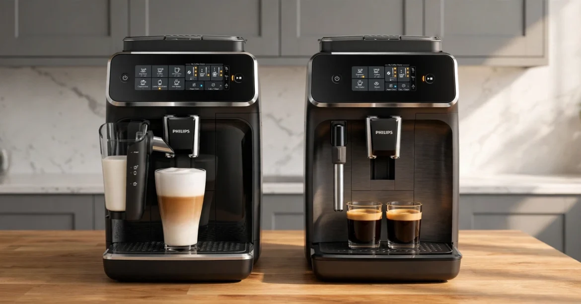 The Best Automatic Coffee Machine — A selection of modern automatic coffee machines displayed on a kitchen countertop, showcasing stylish designs for convenient espresso and coffee preparation.