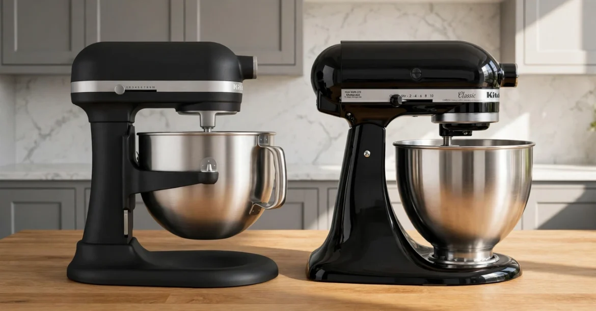 The Best Stand Mixer — A collection of stylish stand mixers displayed on a kitchen countertop, featuring spacious mixing bowls and versatile designs for baking and food preparation.