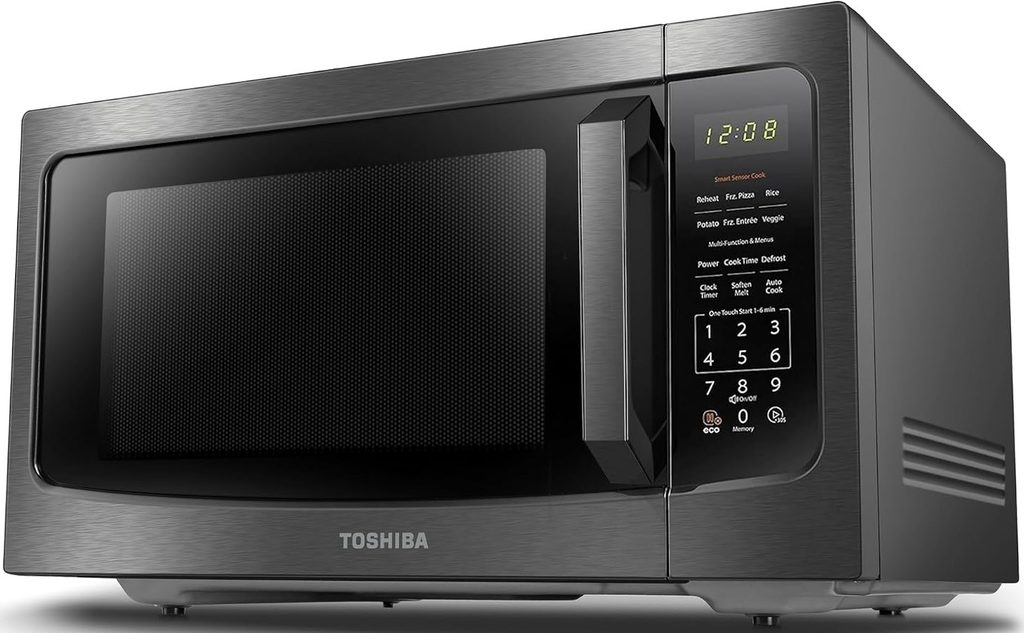 The Best Countertop Microwave — Toshiba ML-EM45P(BS) Countertop Microwave featuring a sleek black finish, spacious interior, and convenient digital controls for everyday cooking.