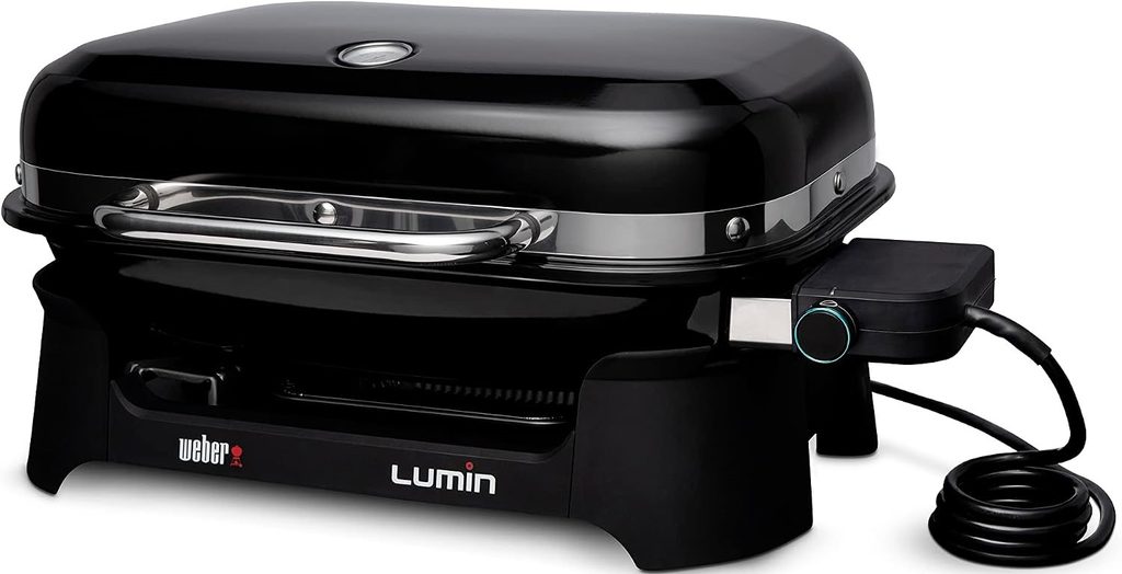 The Best Electric Grill — Weber Lumin Electric Grill featuring a sleek, compact design for grilling vegetables, burgers, and other outdoor meal favorites.